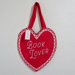 NWT Barnes and Noble Paper Source Book Lover Heart Tote Bag